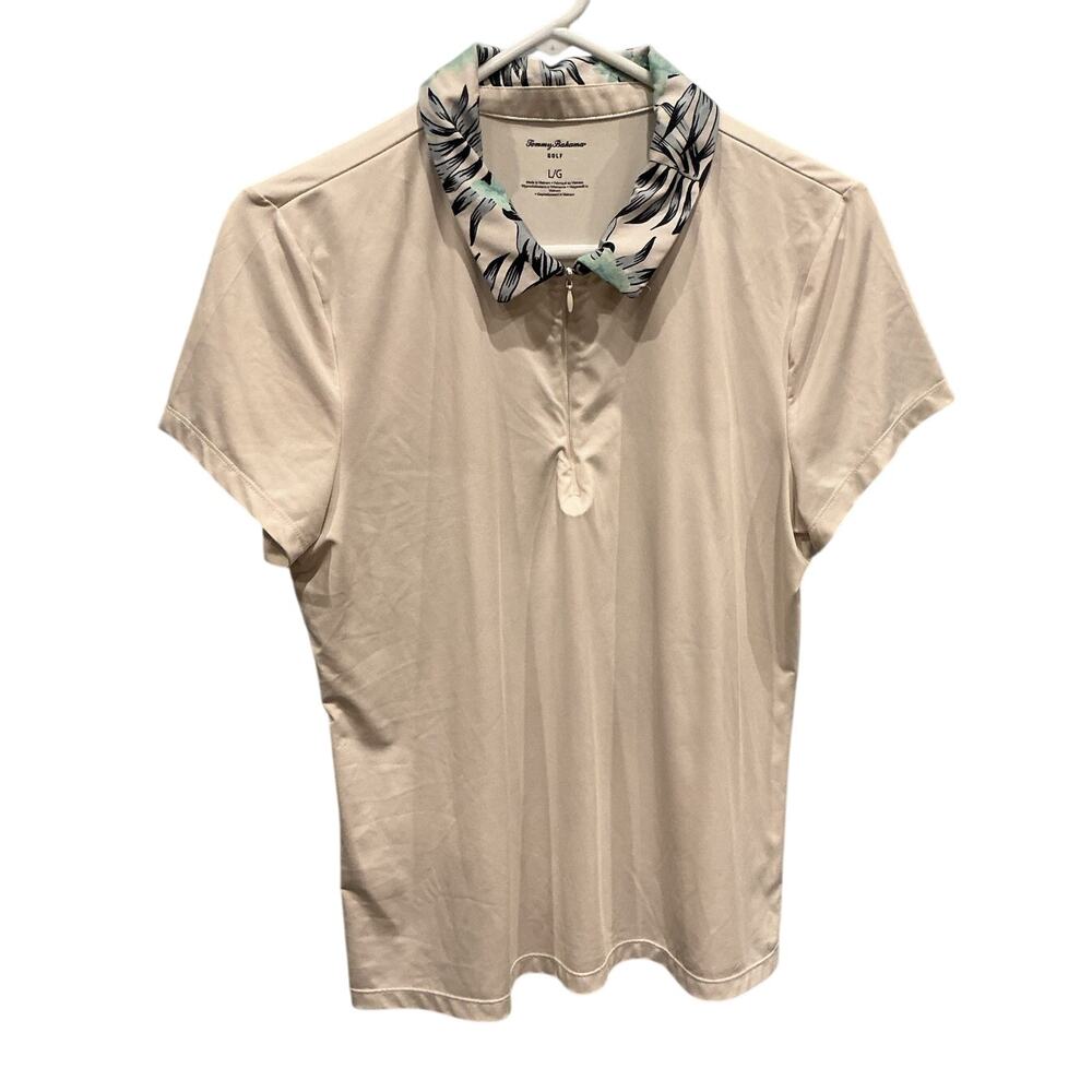 Tommy Bahama Womens Golf Polo Shirt White Palm Athleisure Summer Pickleball L